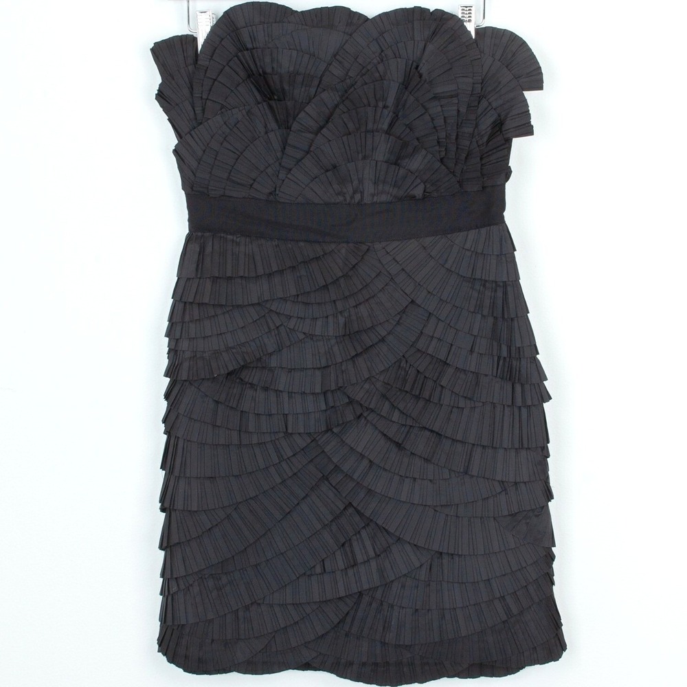 Diane von Furstenberg Josun Strapless Silk Dress Black Tiered Cocktail‎ Size 2